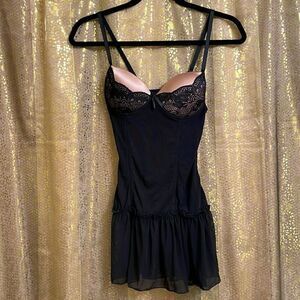 Mimar Brazil black lace/mesh babydoll lingerie, size S/M